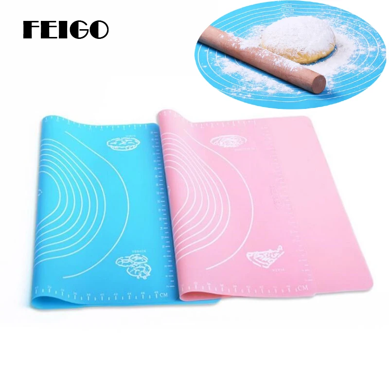 FEIGO 50*40 см уплотненный силиконовый коврик для выпечки теста Скалка большой