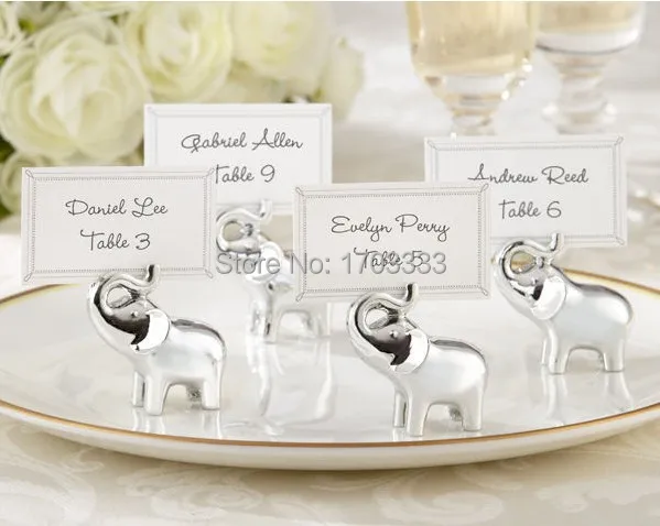 

DHL Freeshipping 200pcs Lucky Silver finish Elephant Place Card holder Baby shower favors #GE213