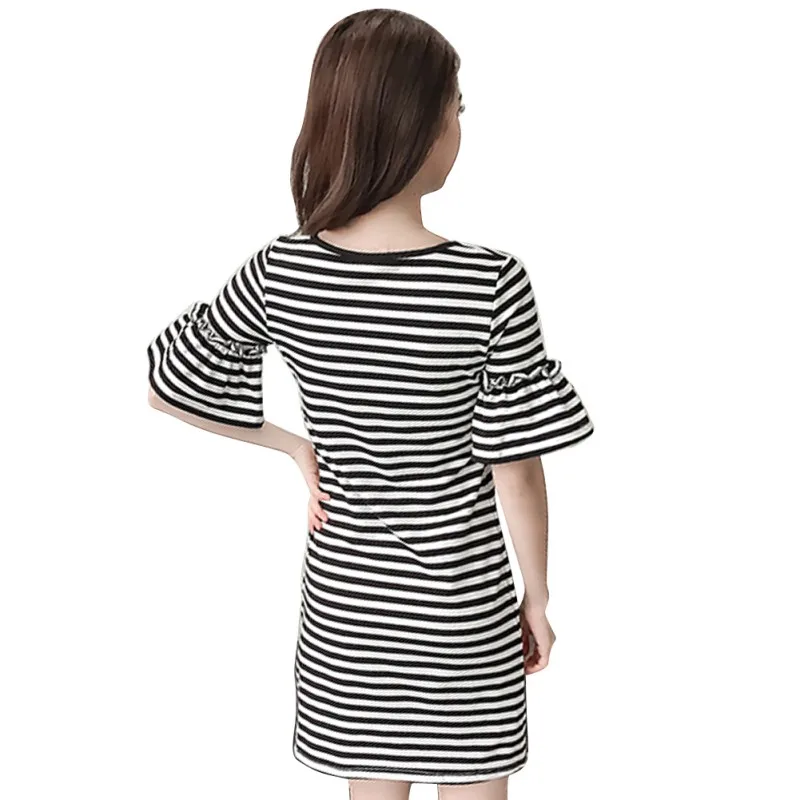 Женское мини платье в полоску с коротким рукавом и круглым вырезом|o-neck dress|mini