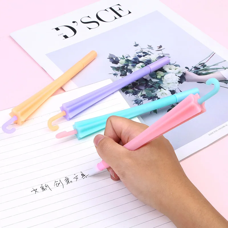 

48 pcs/lot Umbrella Gel Pen Cute 0.5 mm black ink Signature Pen School writing Supplies Promotional Gift