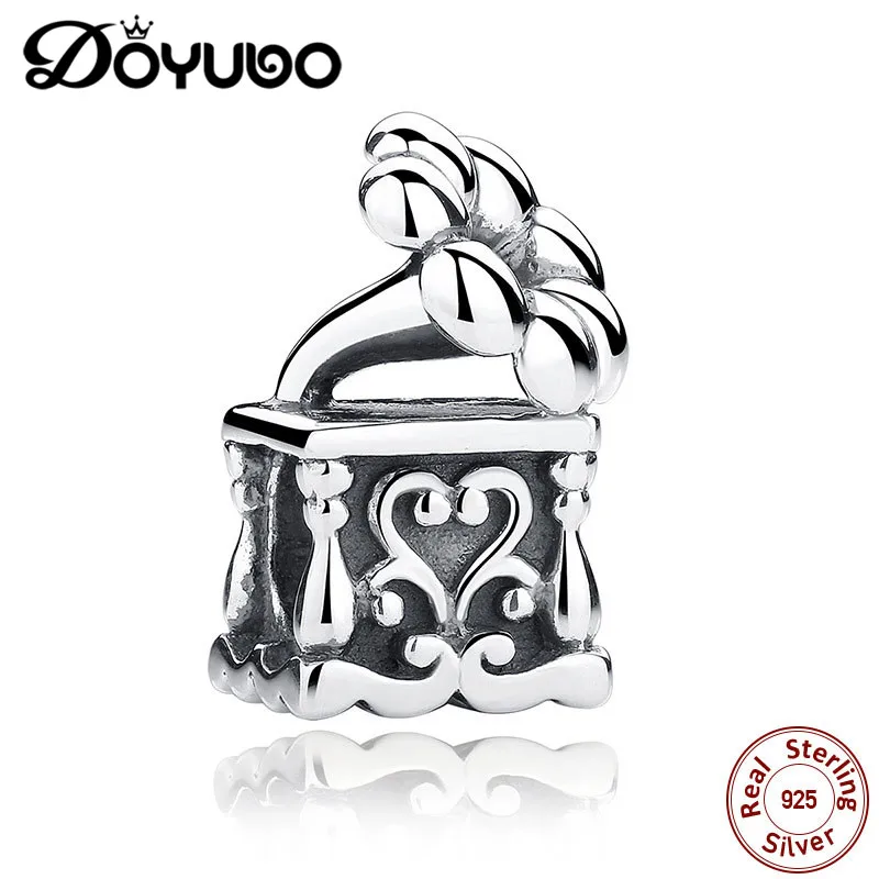

DOYUBO Women's 925 Sterling Silver Record Machine Charms To Match Silver Bangles Lovely Silver Black DIY Beads Jewelry ADD008