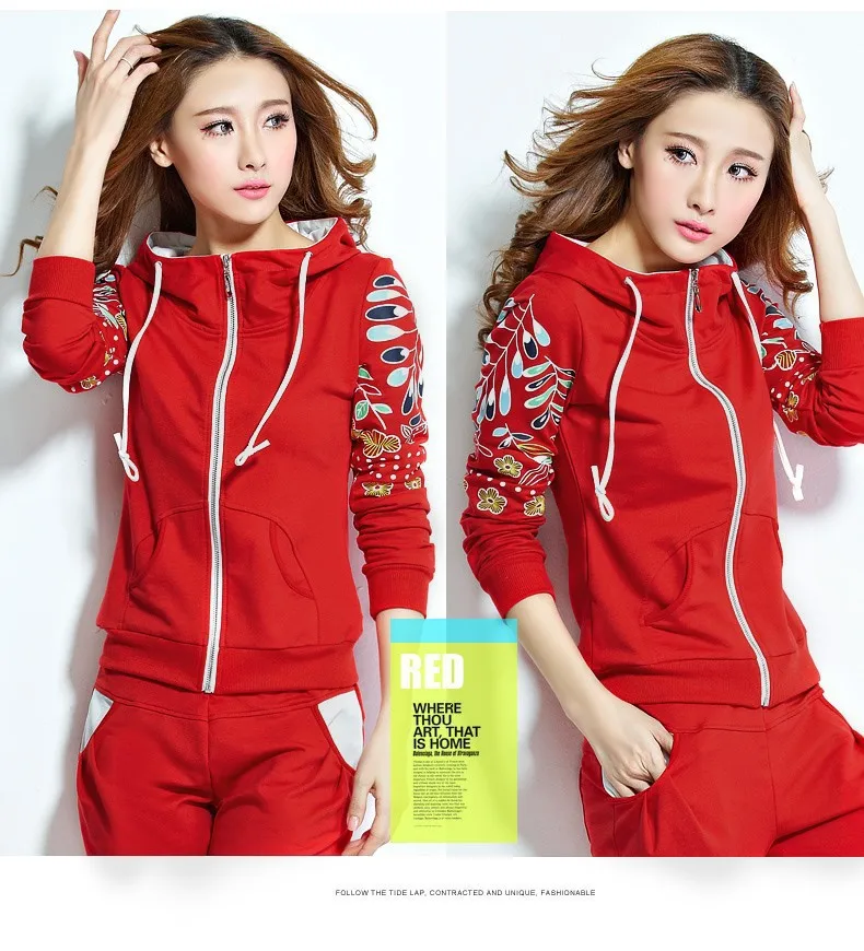 New 2015 sport girl tracksuits spring&ampautumn season high quailty suit women sweatshirt hoody 2pcs/set | Женская одежда