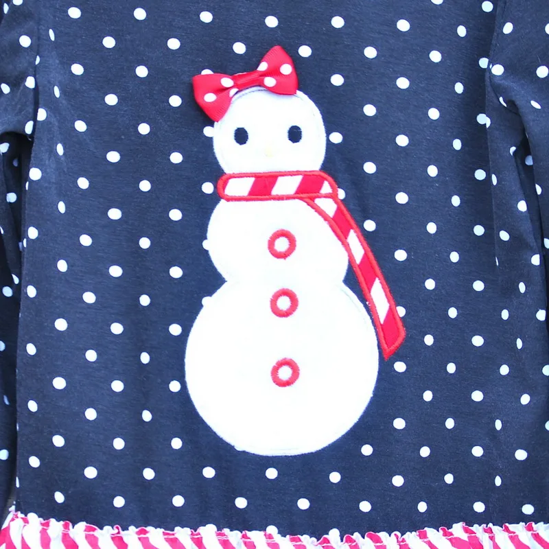 Новинка детей горчица пирог бутик одежды горошек снеговика вершину хлопок