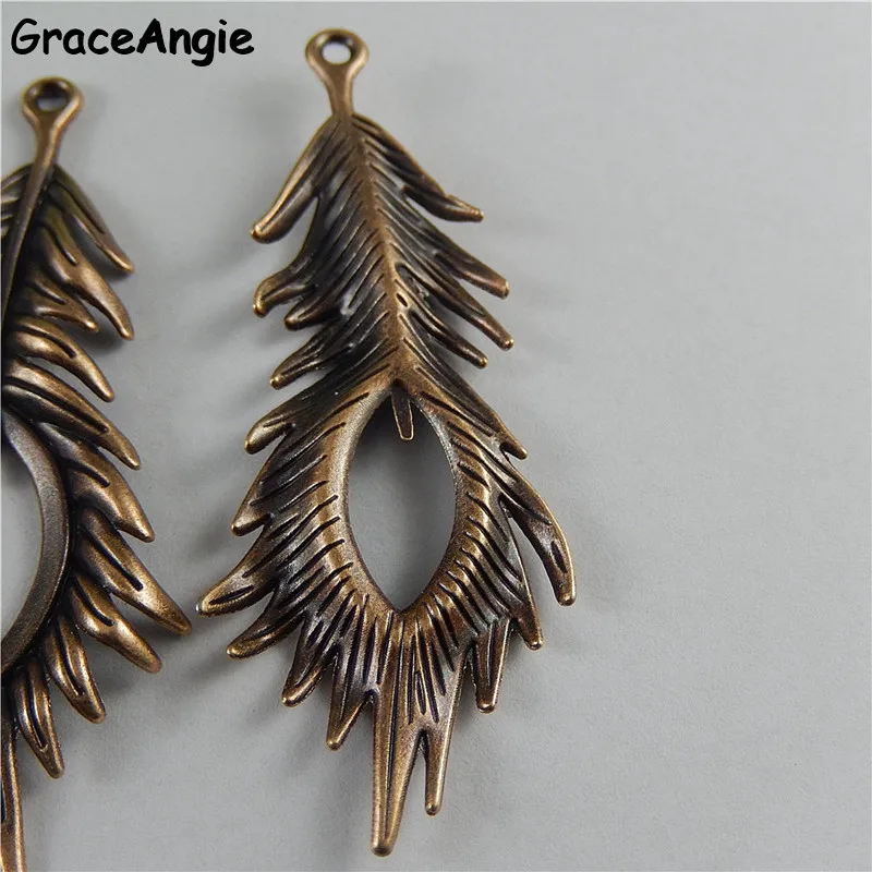 5 шт. Ретро Красный Медь Павлин Перо браслет Талисманы Богемия ювелирные изделия