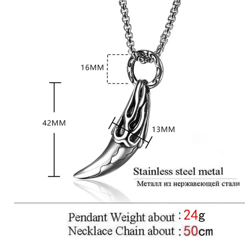 ZFVB винтажный волчий Клык Мужская подвеска ювелирные изделия ожерелья из