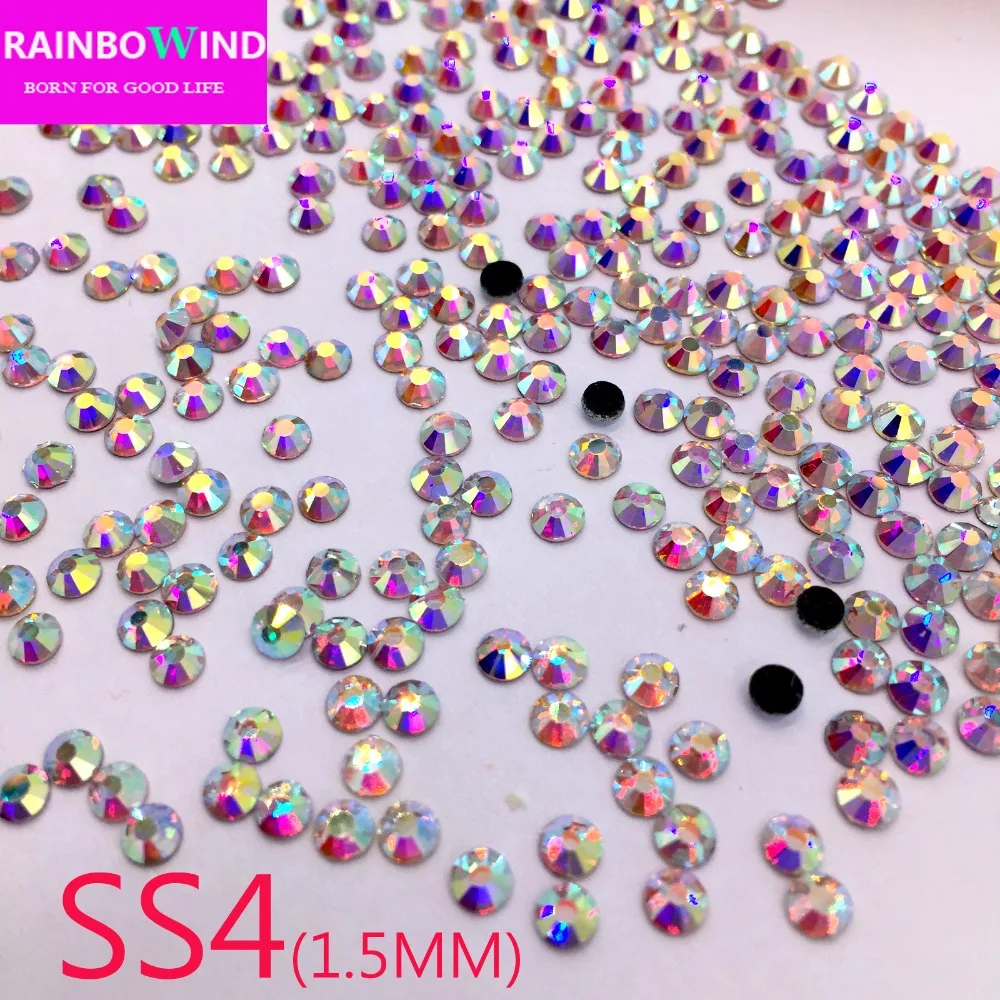 SS4 кристалл ab Стразы для ногтей 1440 шт./лот плоская задняя часть DMC горячей фиксации