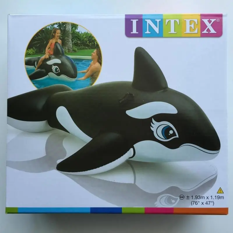 193x119 см Intex Whale Ride On гигантское черное надувное кольцо для плавания в бассейне с