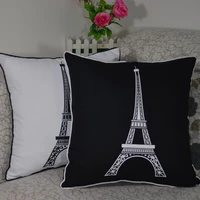 4545 cm decorative vintage paris eiffel tower printed high quality throw cushion cover pillow case for home decor sofa