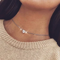 heart crystal chocker pendants for women short gold chain pendant necklace crystal heart choker necklace wedding gifts