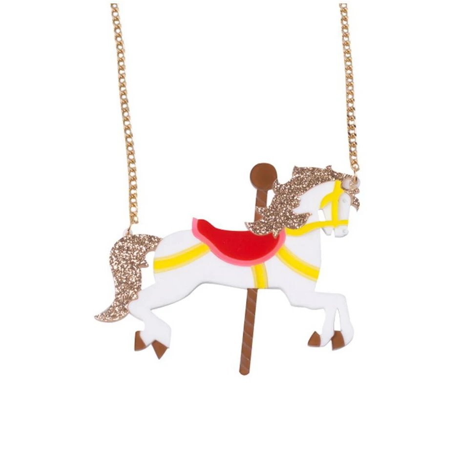 Ожерелье женское длинное из акрила с подвеской в виде карусели |