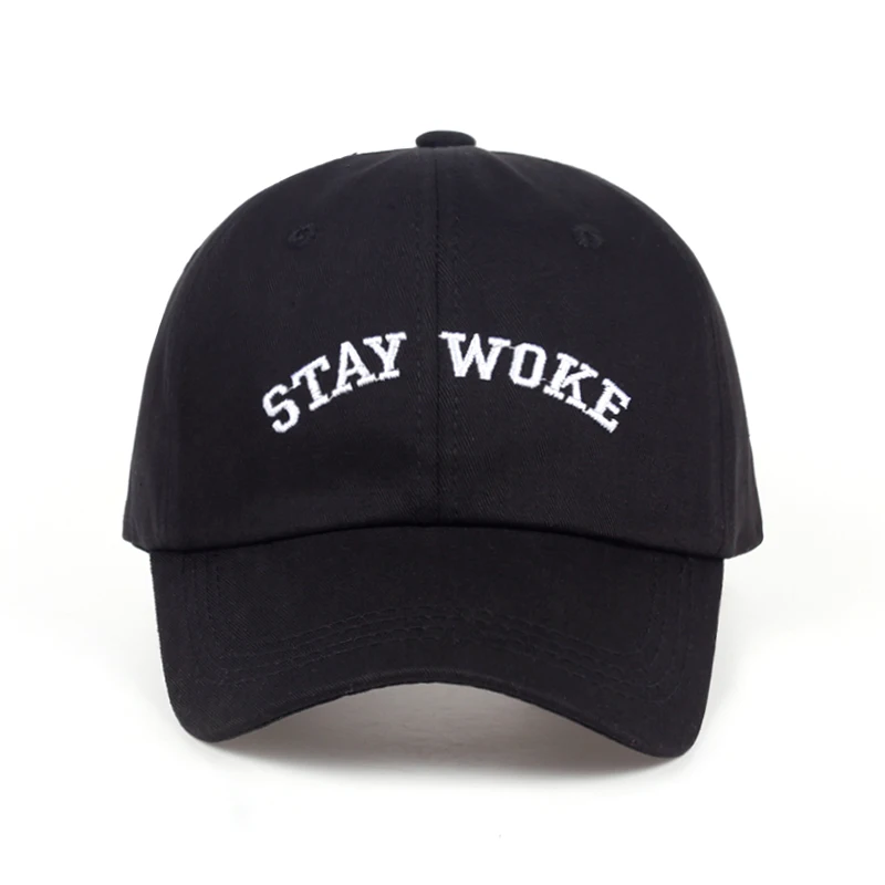 black STAY WOKE Хлопок% популярные буквы вышивка папа шляпы Регулируемая Мужская Женская Бейсболка шляпа летняя шляпа для гольфа папа Кепка - Цвет: black STAY WOKE