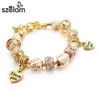 szelam luxury gold beads bracelet for women bracelet heart charms handmade pulseiras love heart braceletes adjustable sbr150336
