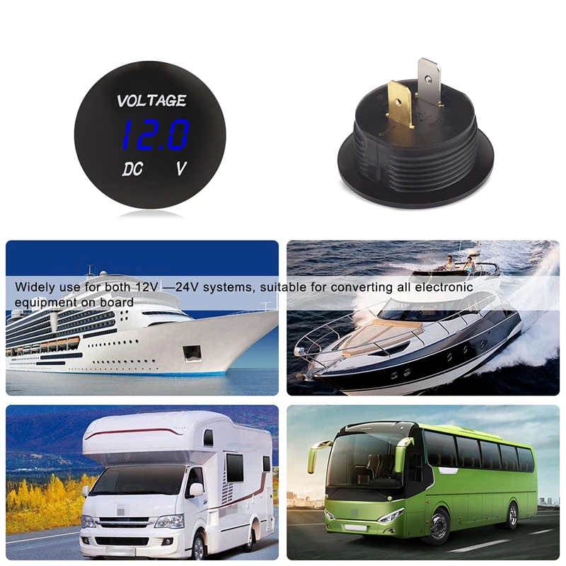 ADPOW водонепроницаемый DC 12V 24V Мотоцикл лодка автомобиль цифровой вольтметр