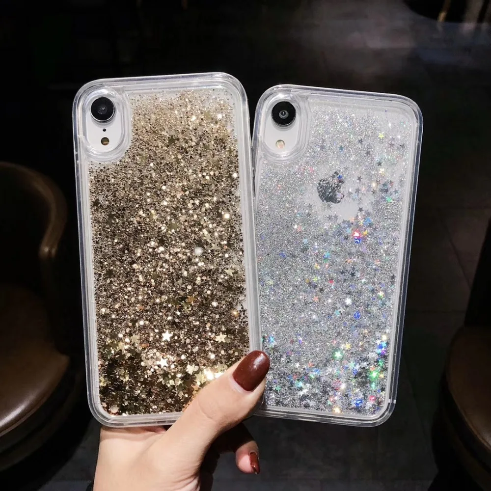 Glitter Phone Case For iphone 6 7 8 Plus 10 X XR XS MAX Fashion Quicksand Back Cover 6plus 7plus 8plus XSMax Liquid sand cases | Мобильные - Фото №1