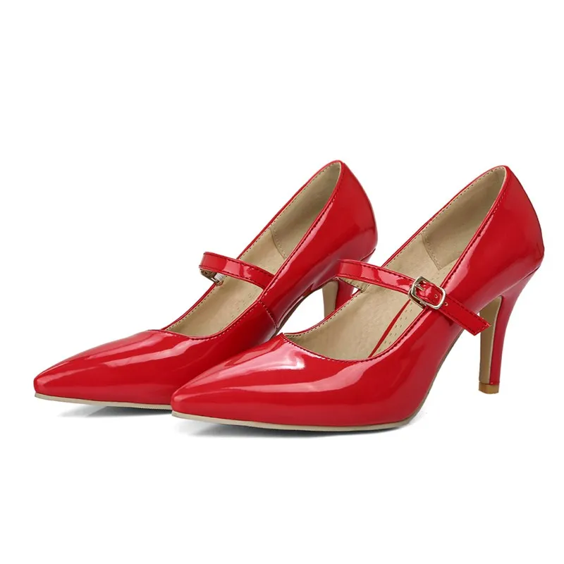 Тонкие Каблуки Пряжка Ремешка Острым Носом летние насосы Красивая женщина