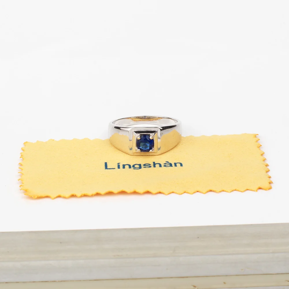 

Men Silver Ring 925 Sterling 5.5mm Round Cubic Zirconia CZ Pure Band Classic Jewelry Gift for Boyfriend Engagement R503