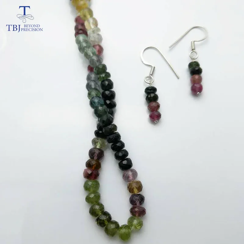 multi color TBJ, натуральный причудливый цвет турмалин драгоценный камень neacklace с 925 серебряной застежкой, роскошный большой размер ожерелье с коробкой - Цвет камня: multi color