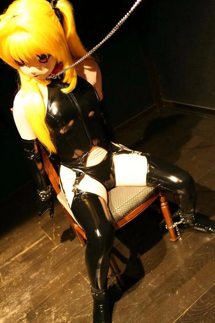 Аниме Косплей горничная одежда 4 шт./компл. ПВХ установлен Блестящий высокий