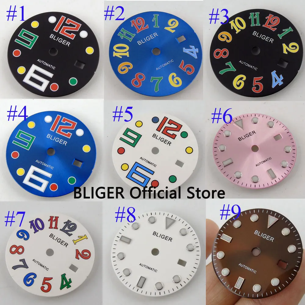 

Multiple Model BLIGER 28.5MM Date Window Black Watch Dial Fit For DG3804 MIYOTA 8205 8215 Automatic Movement Men's Watch Dial