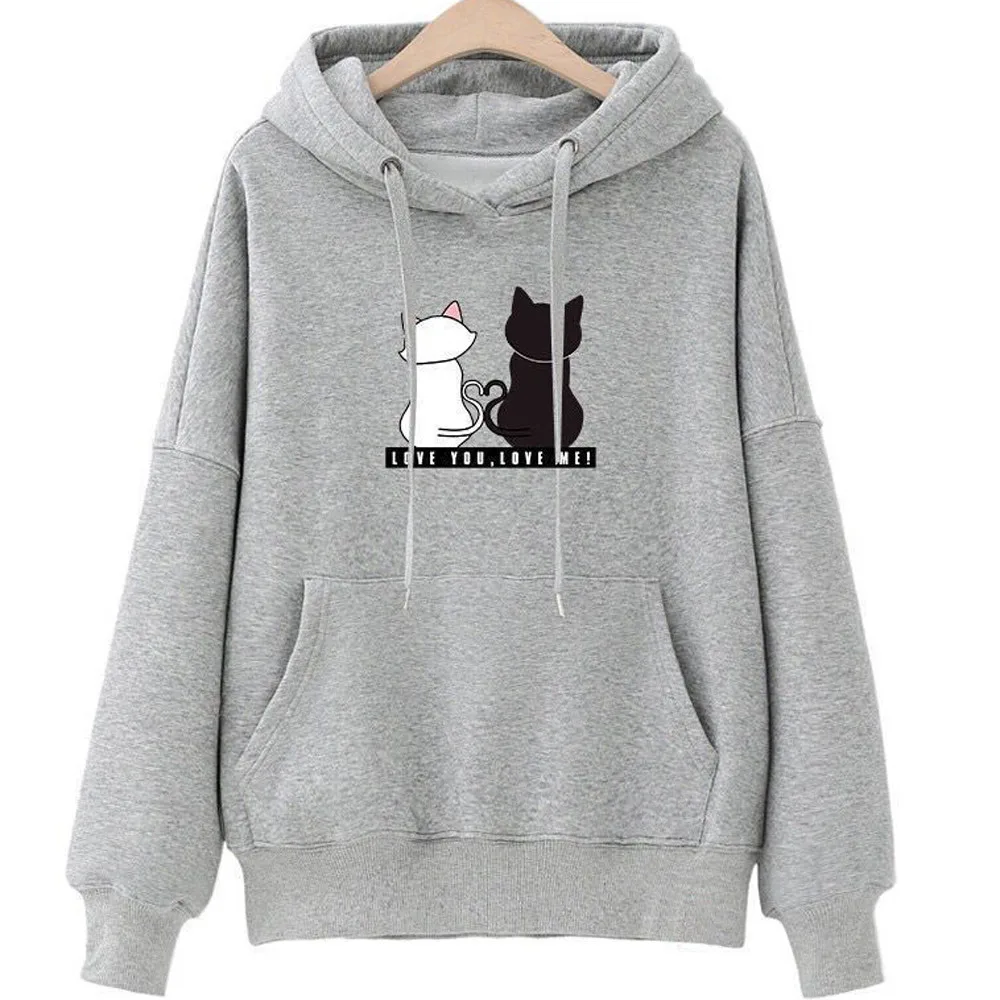 Женский свитер с капюшоном sudaderas mujer белый красный свитшот длинными рукавами и