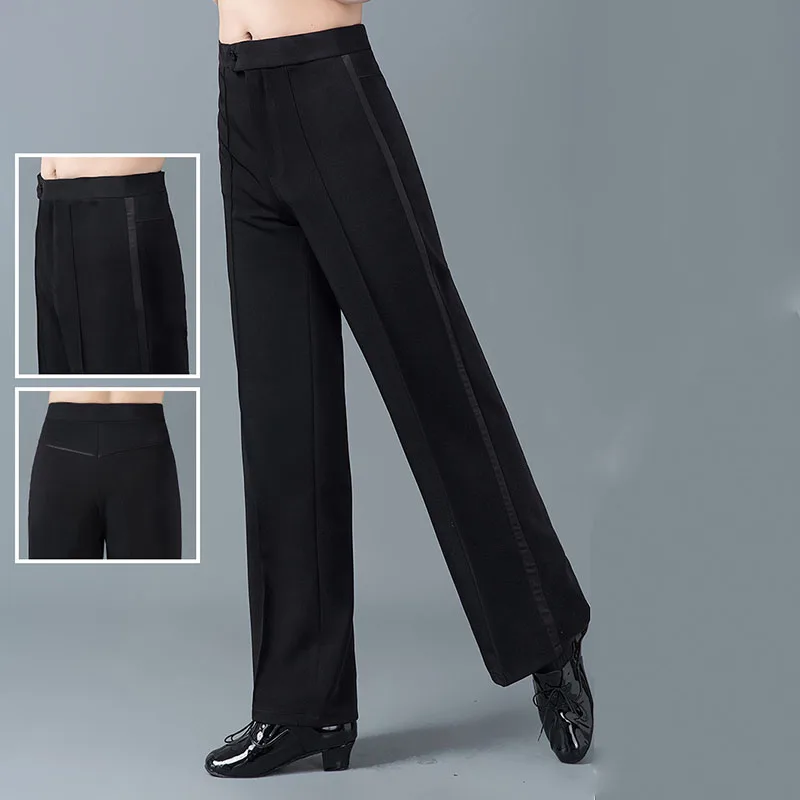 

New Professional Pants Modern Ballroom Salsa Tango Rumba Samba ChaCha Latin Dance Pants Black Dance Trousers For Men