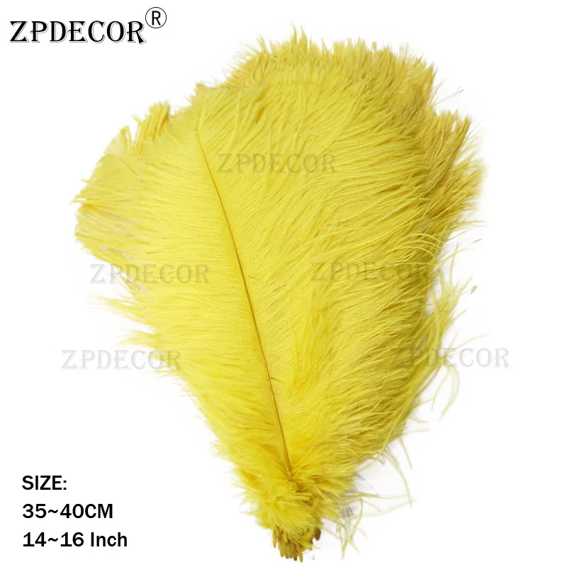 Цвет: желтый ZPDECOR страусиные перья 35-40 см для рукоделия, товары для свадебной вечеринки, карнавальные украшения для танцоров - Цвет: Цвет: желтый