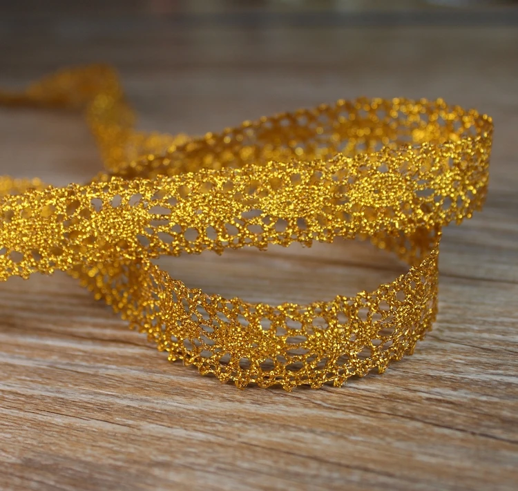 15 ярдов ширина 2 см золотая нить кружевная ткань швейная отделка сделай сам