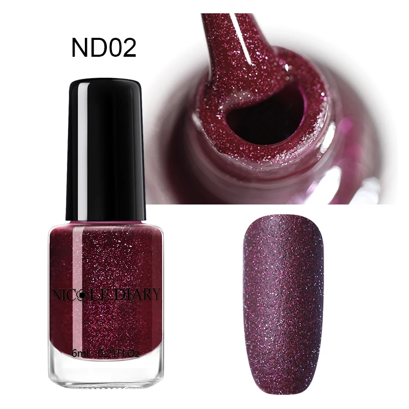 ND02 Nicole Diary 6 мл перламутровый матовый лак с блеском для ногтей мерцающий серебряный золотой лак для Декорирование ногтей Декоративный Лак для ногтей на водной основе - Цвет: ND02