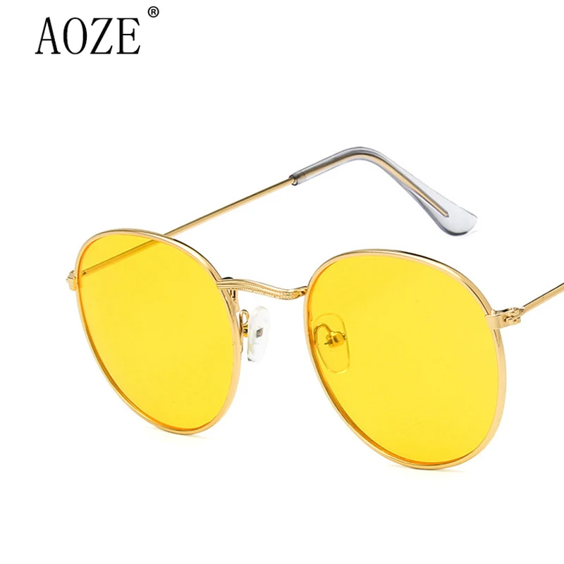 AOZE модные Овальные Солнцезащитные очки женские/мужские винтажные с небольшой