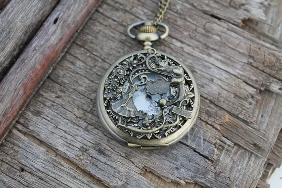 Алиса в стране чудес карманные часы diy кварцевые мужские стимпанк с цепочкой