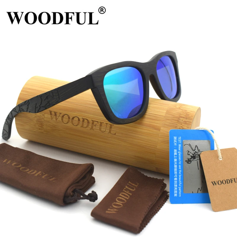 Woodful Sunglasses Polarized UV400 Protection Men Print Design Eyewear Womens Ladies Engraving Bamboo Temple Sun Glasses | Аксессуары