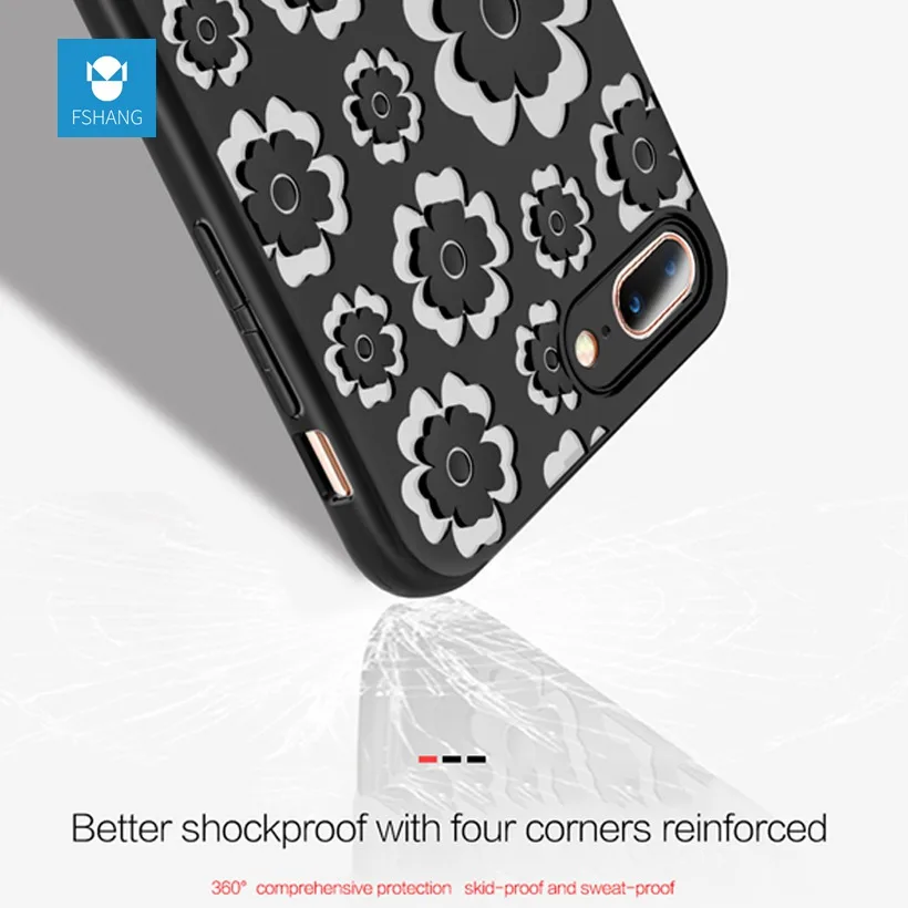 Fshang Роскошный чехол для iPhone 6 6S Plus 3D Выбивает Цветочные Мягкие силиконовые ТПУ
