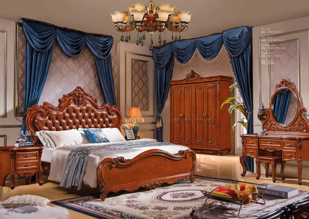 

modern european solid wood bed Fashion Carved 1.8 m bed french bedroom furniture DN201