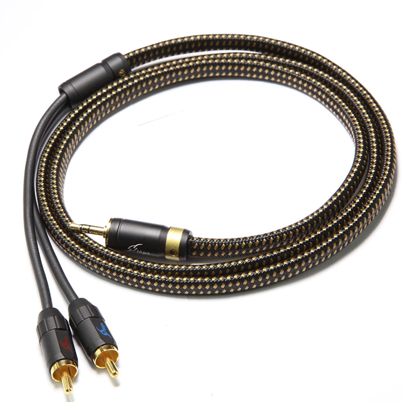 Hi Fi MPS 99.99997% Леопардовый OCC посеребренный 4K позолоченный штекер 3 5 мм до 2 RCA аудио RAC