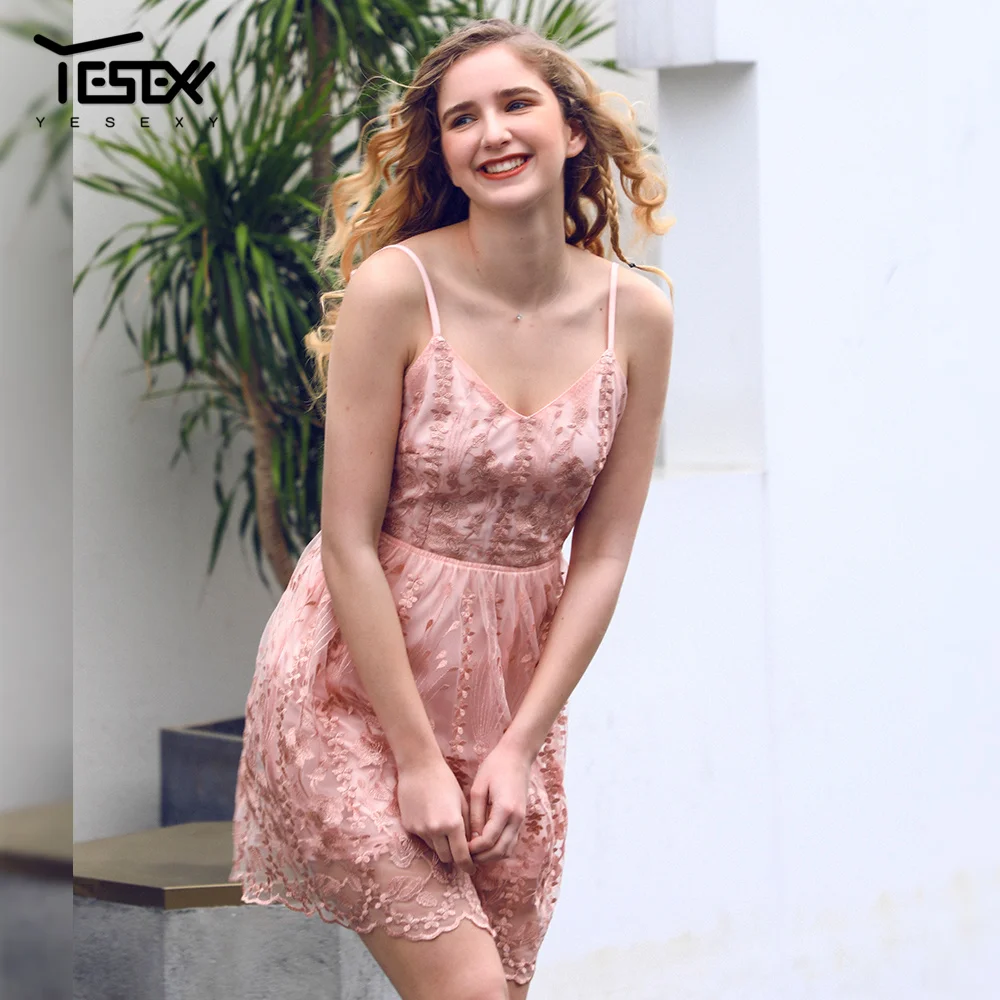 Yesexy/2019 летнее милое стильное сарафан женское платье с v-образным вырезом