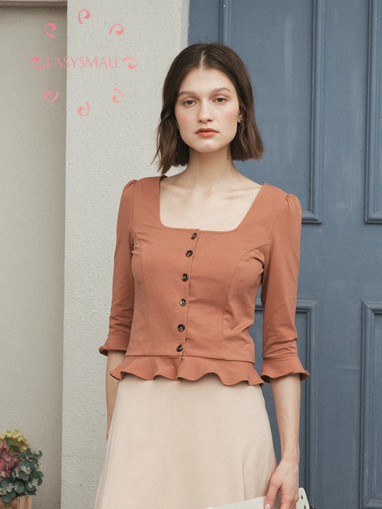 

EASYSMALL Women dress Fashion Summer Sexy Strap Bow high-end streetwear Clothing tight High Waist Bell sleeve blouses
