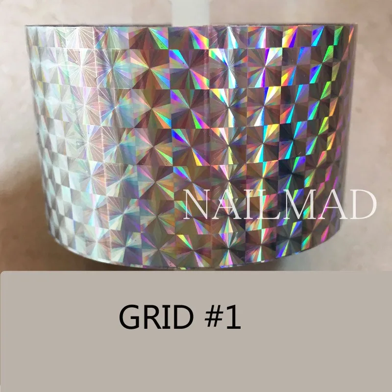 Grid 1 1 рулон 120 м* 4 см голографическая пленка для переноса ногтей лазерные серебряные наклейки для дизайна ногтей Фольга голографическая бумага для переноса - Цвет: Grid 1
