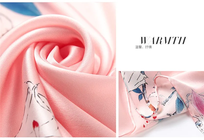Butterfly Print Silk Scarf Spring Pure Silk Scarf Shawl Hand-rolled Edges Natural Silk Scarf Women Fashion Scarves Wraps