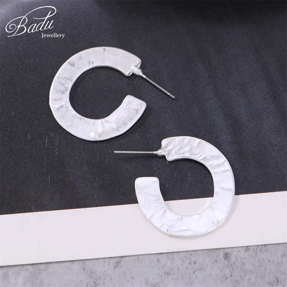 Badu Round Stud Earring Golden Alloy Circle Korean Style Women Earrings 2018 Fashion Jewelry Gift for Girls Dropshipping | Украшения и