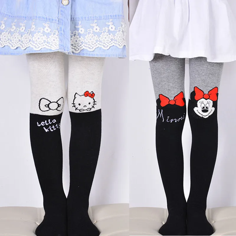 Autumn Baby Girls Tights Cartoon Mouse Cat Patchwork Children Girl Pantyhose Stockings Soft Cotton Kids Warm D0932 | Детская одежда и