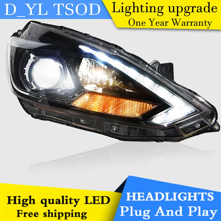 Автомобиль Стайлинг для Nissan Sylphy фары 2016 светодиодные GIT фара ангел глаза led drl H7 hid