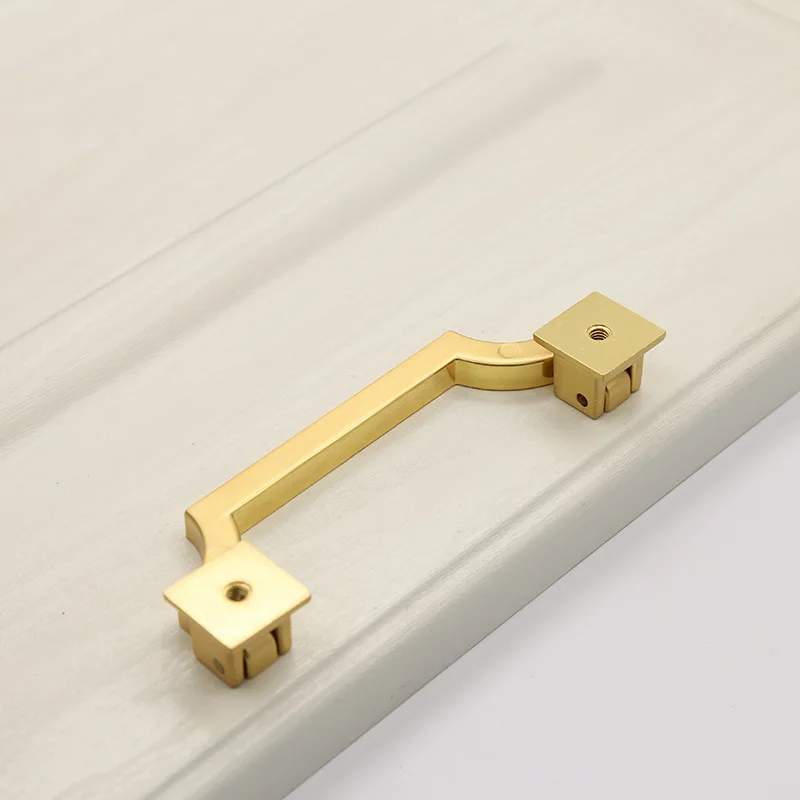 JD New Chinese Zinc Alloy Door Wardrobe Brushed Brass Door Handle Gold Cabinet Drawer Door Handle Furniture Handle Hardware