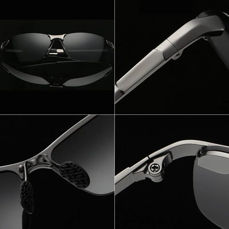 Square Sunglasses Men Polarized High Quality Brand Vintage Yellow Rimless Lens HD Night Driving Glasses 2017 Metal Shades UV400 |