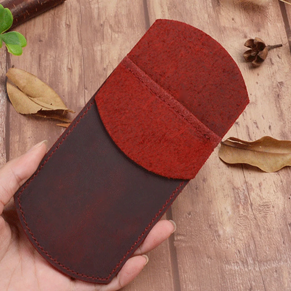 Wine Red Ретро Держатель для ручек, прочный Чехол из искусственной кожи ручной работы, Карманный Протектор, школьные принадлежности, портативный студенческий чехол для карандашей - Цвет: Wine Red