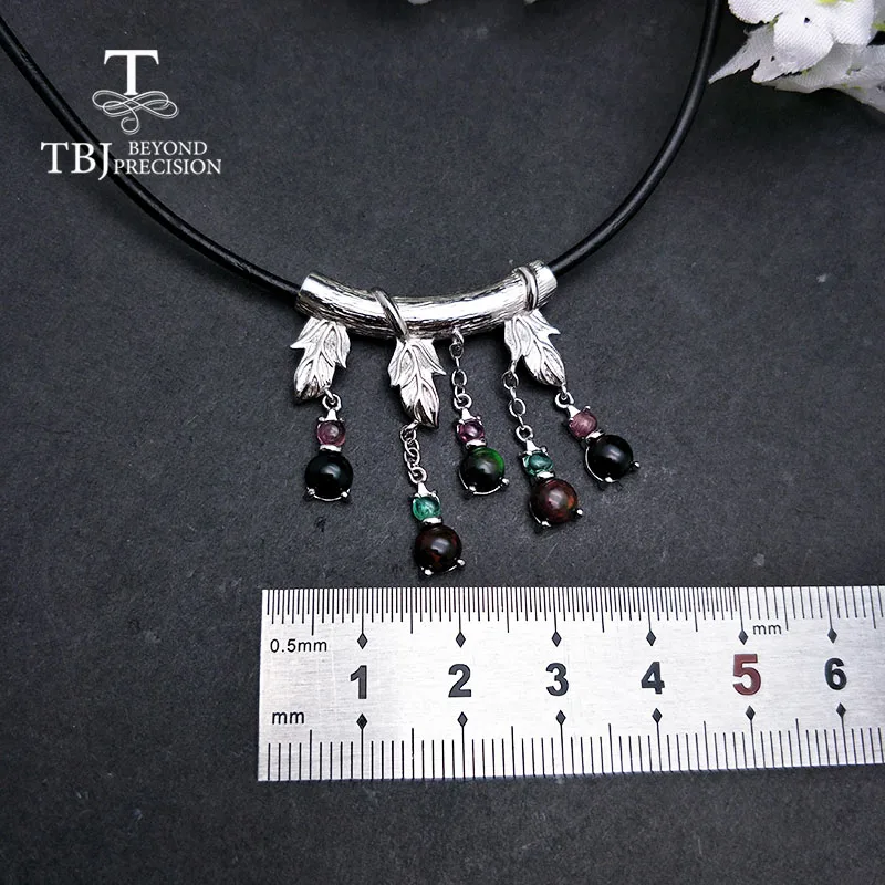 TBJ 2019 винтажное натуральное черное опал Турмалин изумруд драгоценный камень кожа