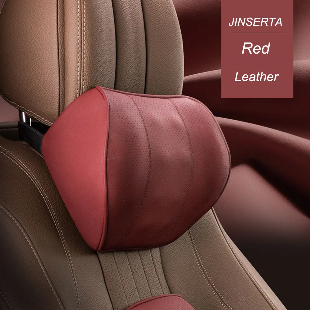Red-Neck2 JINSERTA из искусственной кожи подголовник автомобиля подушка для шеи авто подушки сиденья Поддержка спины поясничная Подушка с эффектом памяти чехол для сиденья дорожная подушка - Цвет: Red-Neck2