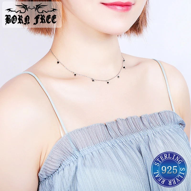 Ожерелья-подвески серебряные 925 пробы ювелирные изделия простое черное ожерелье