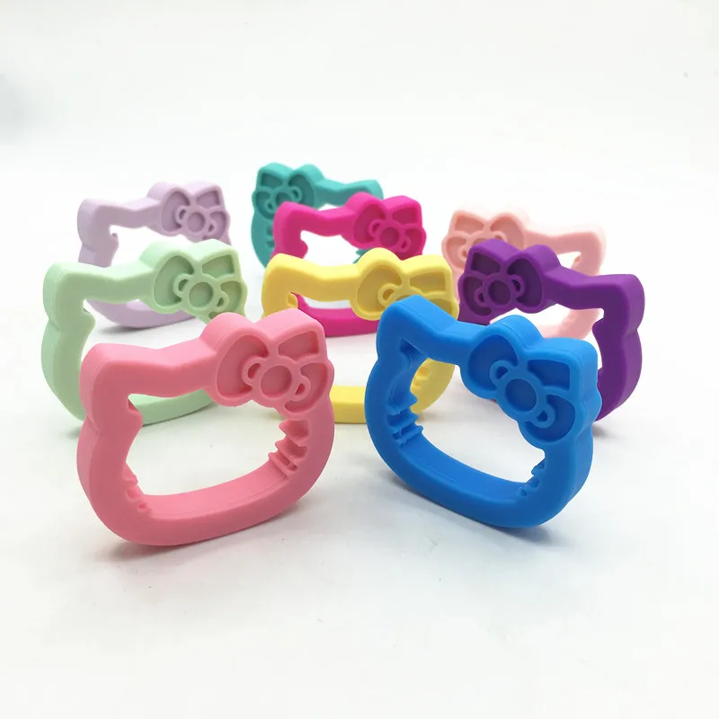 

10pcs/lot silicone baby mini hellokitty pendant Baby Pacifier DIY Teether Toy Teething Necklace Baby chew Toy -baby shower gift