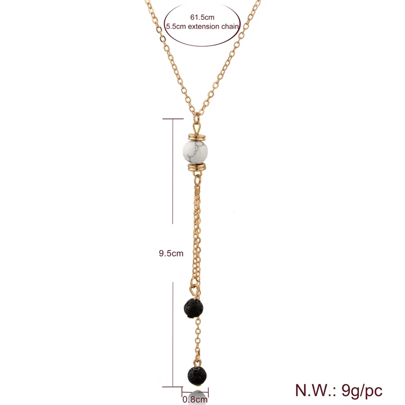 ATTRACTTO Black Lava Natural Stone Beads Necklaces&ampPendants For Women Chain Long Gold Necklace Charms Jewelry SNE190010 | Украшения и