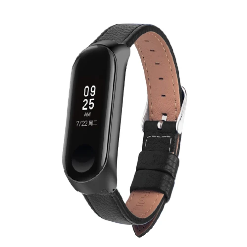 Black Black Цветной кожаный чехол для смарт-часов из черного розового золота для xiaomi mi band 4/3 ремешок для xiaomi mi Band 4 браслет mi band 4 ремешок - Цвет: Black Black